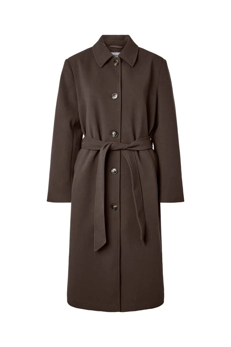Pieces - Pcaya Long Coat - 5102327 Hot Fudge