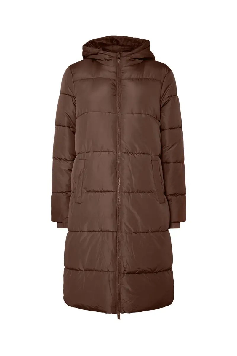 Pieces - Pcbee New Long Puffer Jacket - 5074039 Hot Fudge
