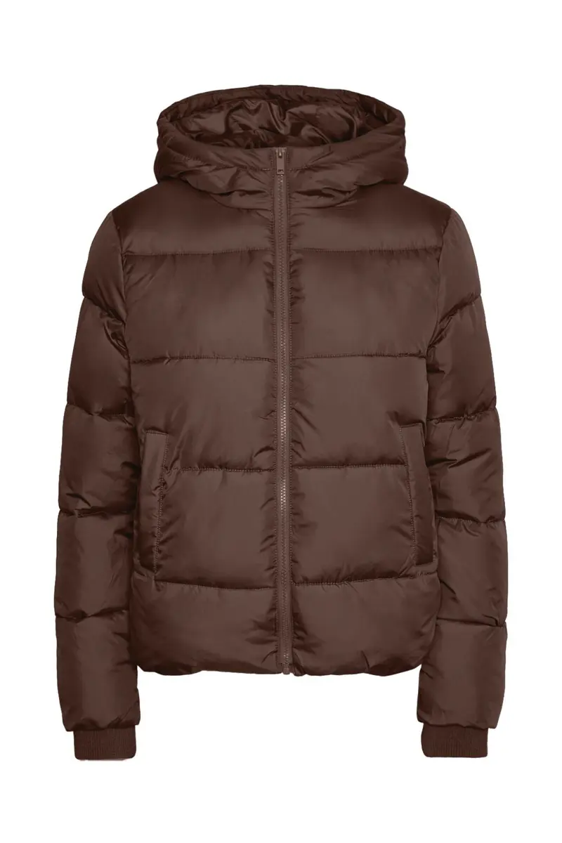 Pieces - Pcbee New Short Puffer Jacket - 4863592 Hot Fudge