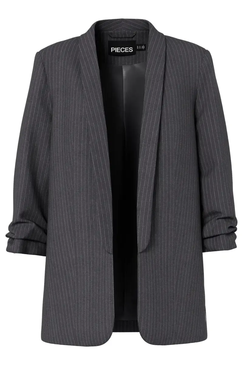 Pieces - Pcbosella 3/4 Pinstripe Blazer - 4813134 Magnet Cloud Dancer Pinstripe