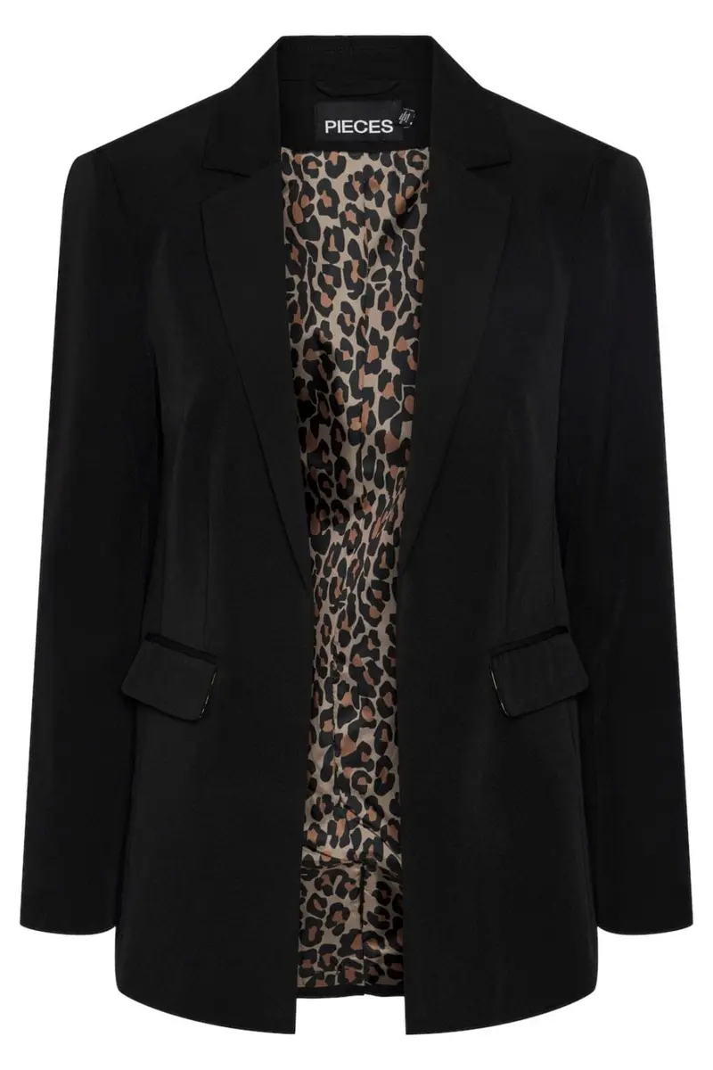 Pieces - Pcbossy Blazer W. Lining Detail - 4439695 Black Leo Print