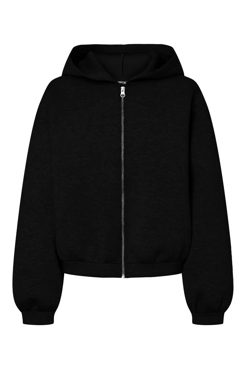 Pieces - Pcbucuba Ls Zipper Scuba Hoodie Act - 5007266 Black