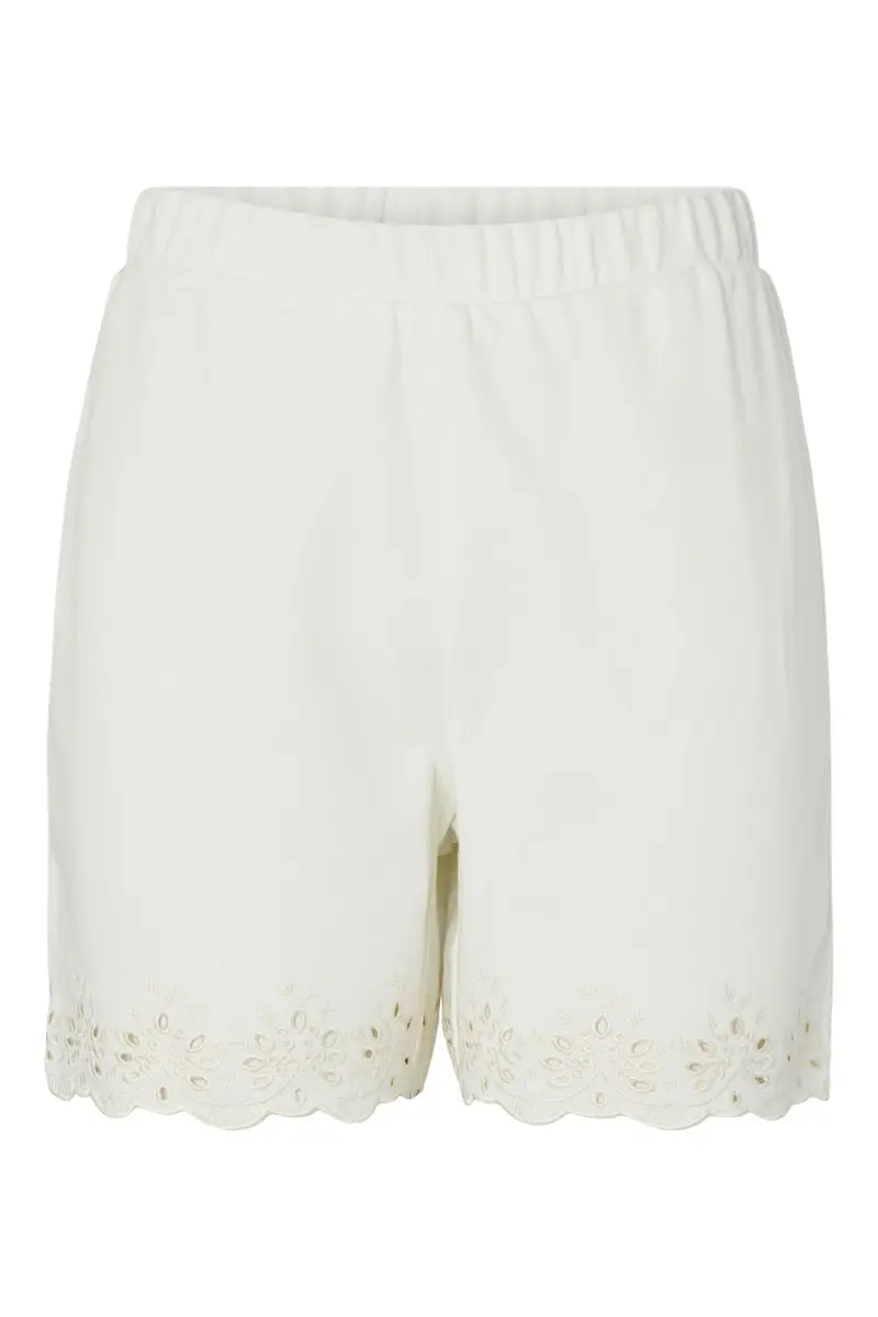 Pieces - Pcchilli Summer Broderi Shorts - 4984242 Cloud Dancer