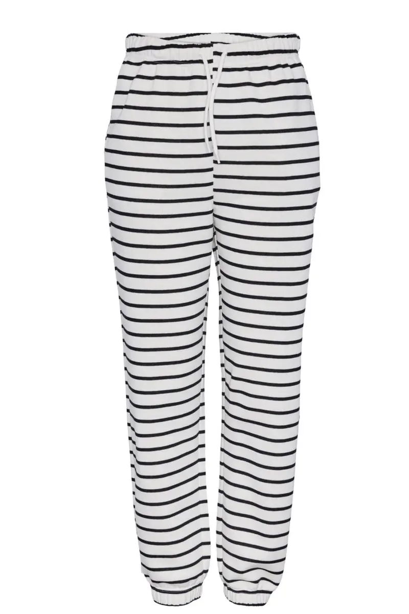 Pieces - Pcchilli Sweat Pants Stripes - 4410010 Cloud Dancer Black