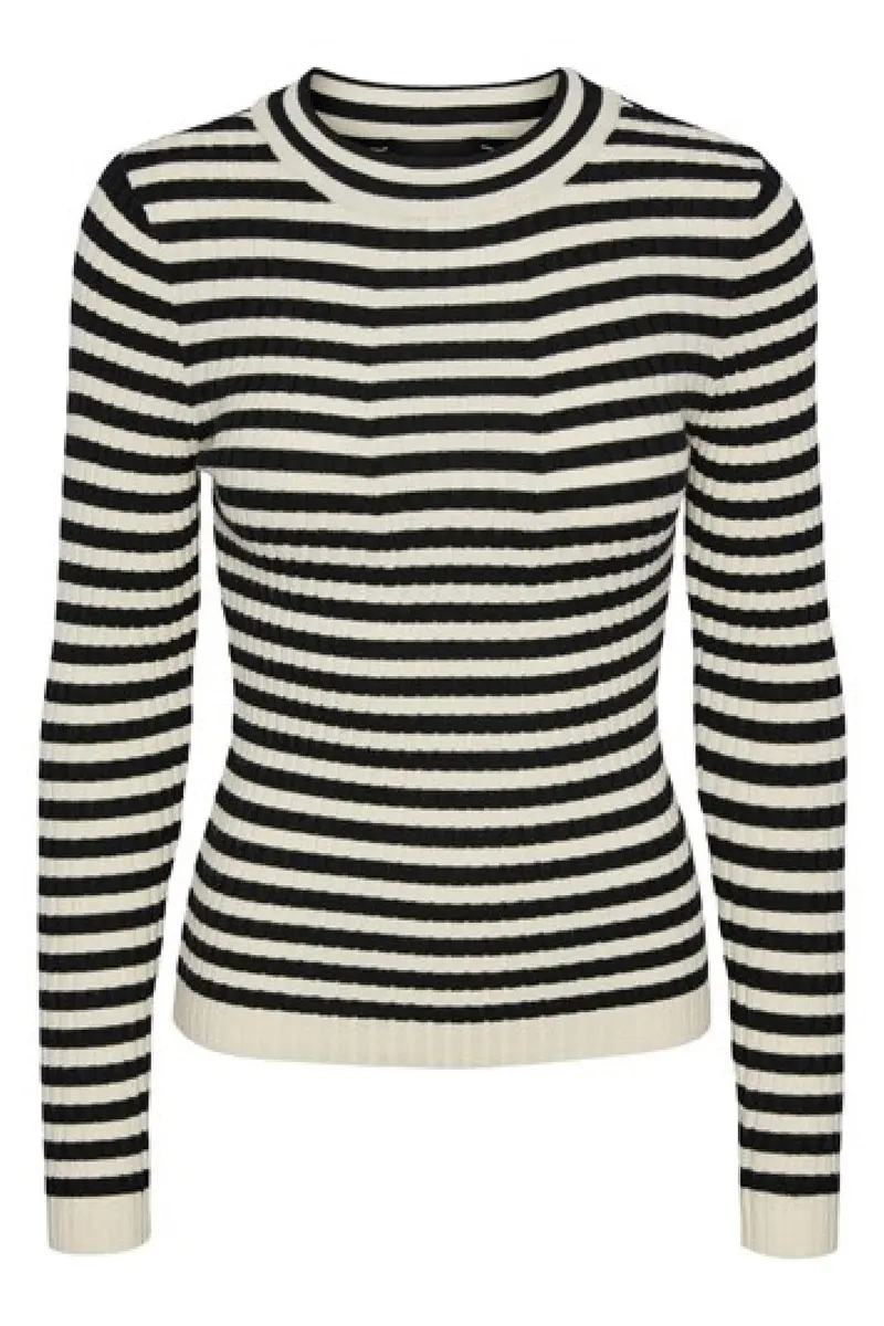 Pieces - Pccrista Ls O-Nech Knit Noos - Black With Birch