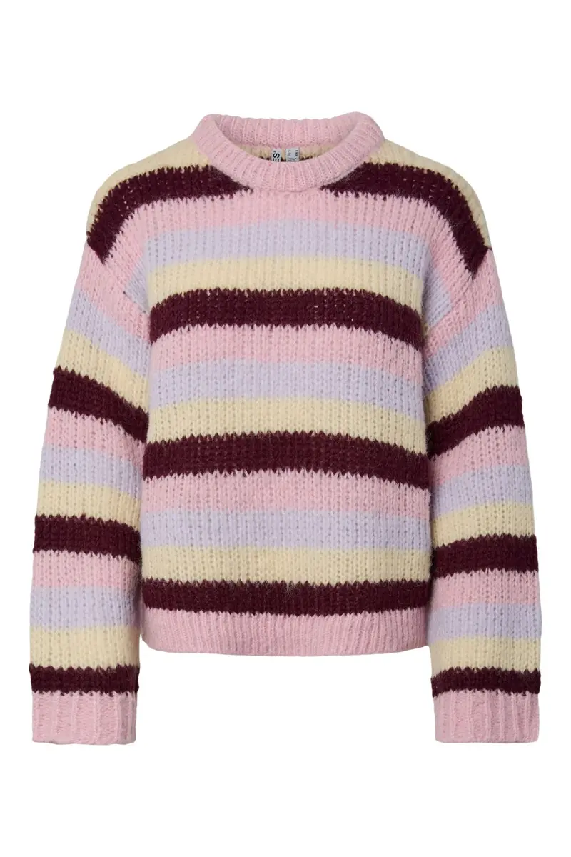 Pieces - Pcdorthea Ls Chunky Knit - 5104863 Roseate Spoonbill Winetasting/French Vanilla/Pastel Lilac