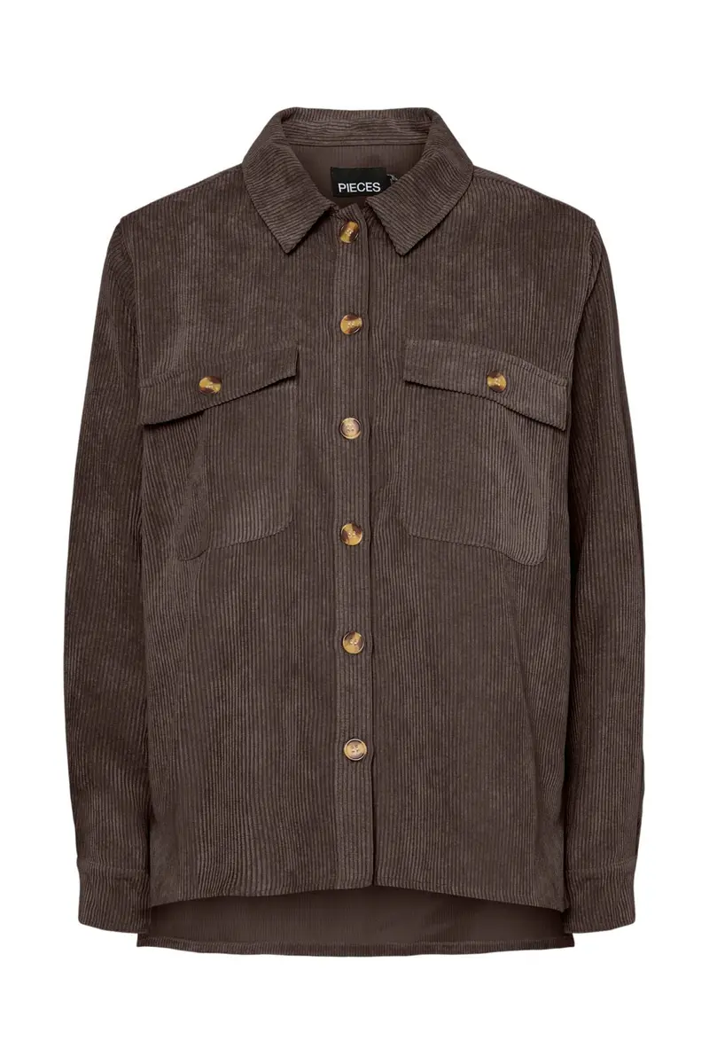 Pieces - Pceffi Ls Corduroy Shirt - 4988237 Hot Fudge