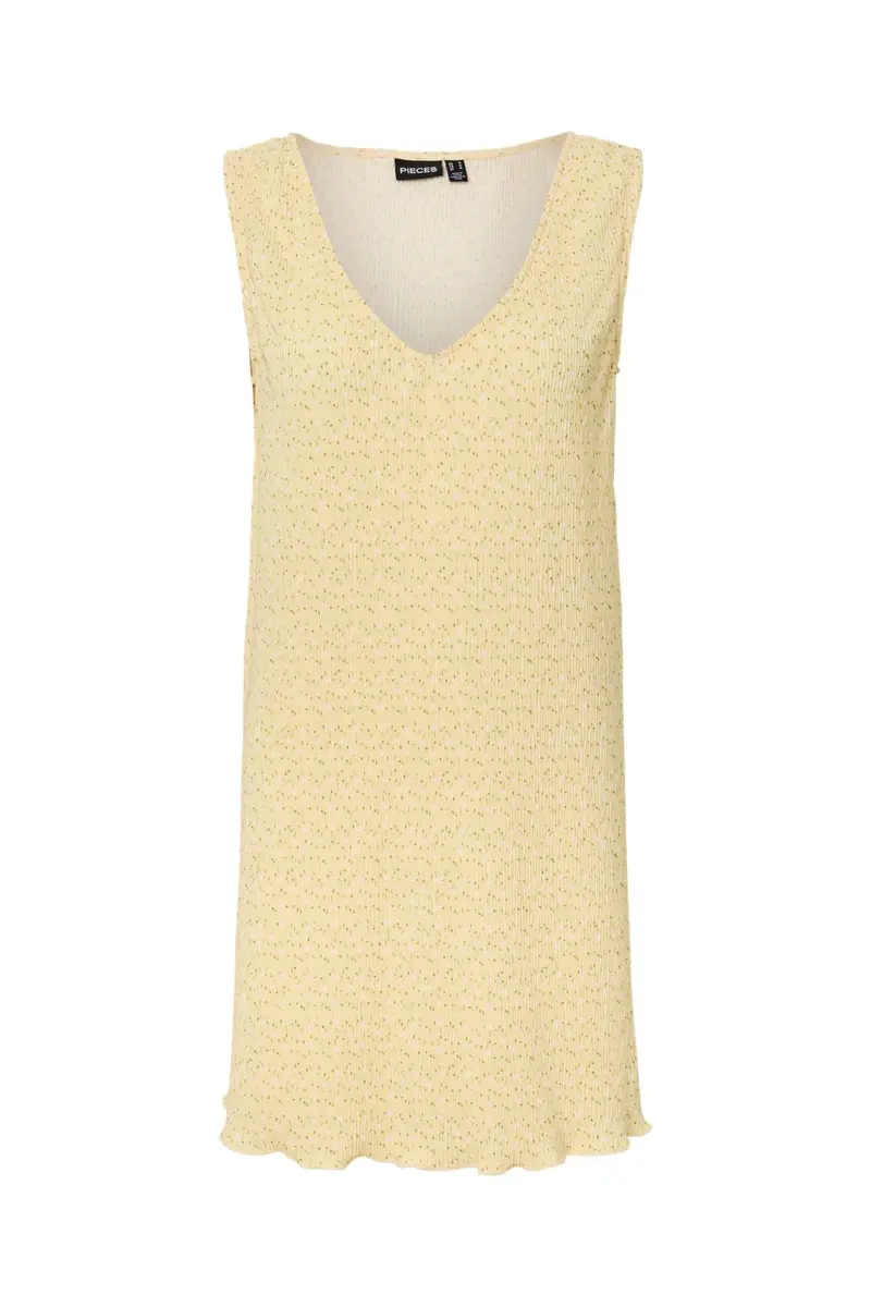 Pieces - Pcflora Sl Tank Rev. Dress Msa - 4963666 French Vanilla Small White Flowers