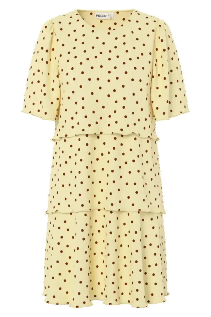 Pieces - Pcflora Ss Layering Dress - 5082812 French Vanilla Dots