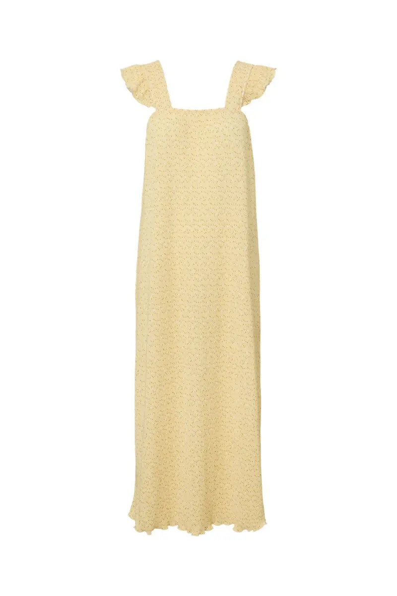Pieces - Pcflora Strap Flounce Dress Msa - 4963678 French Vanilla Small White Flowers