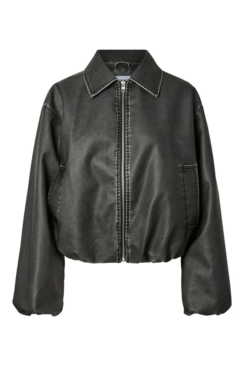 Pieces - Pcgiselle Wash Coated Bomber Jacket - 4982548 Black Washed
