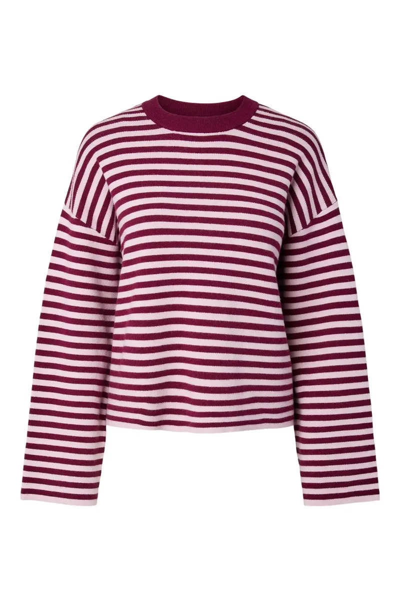 Pieces - Pcjassy Ls O-Neck Knit - 5190542 Raspberry Radiance Roseate Spoonbill
