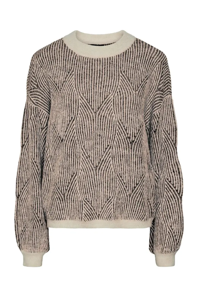 Pieces - Pcjenna Ls O-Neck Knit - 4798489 Whitecap Gray Greige