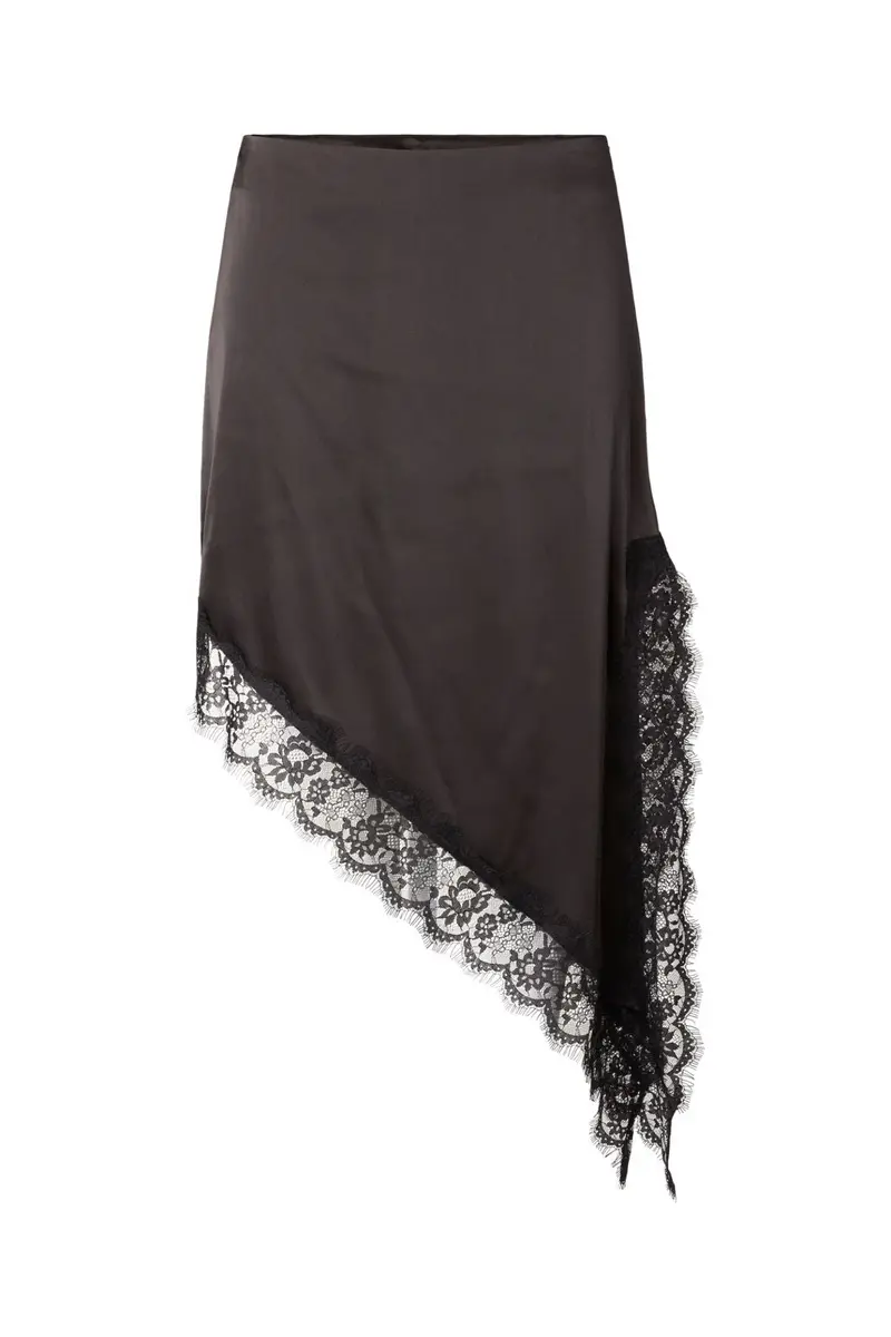 Pieces - Pcjessa Asymmetric Lace Ankle Skirt - 5205157 Black