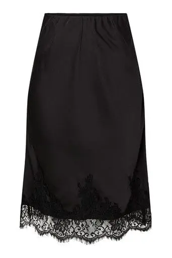 Pieces - Pcjessa Knee Skirt W/Lace - 5090904 Black