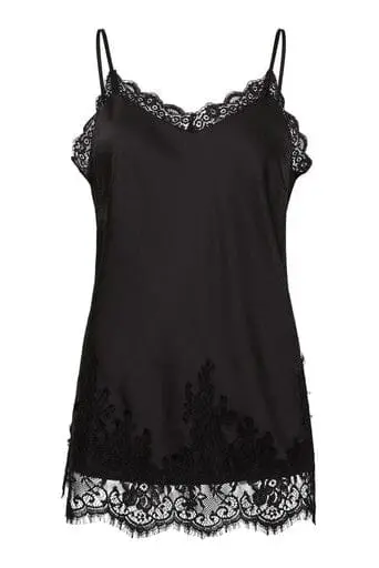 Pieces - Pcjessa Long Singlet W/Lace - 5090899 Black