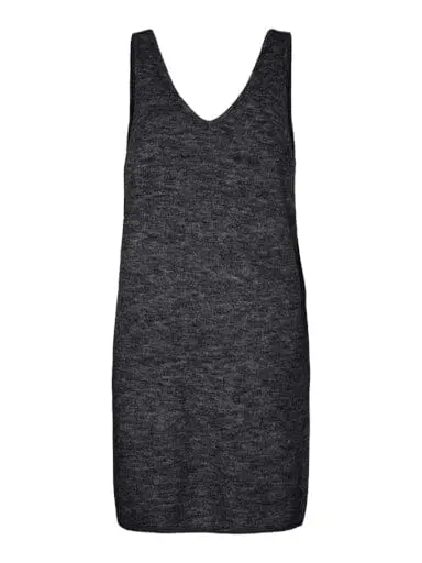 Pieces - Pcjessa Sl V-Neck Knit Dress - 4904017 Dark Grey Melange