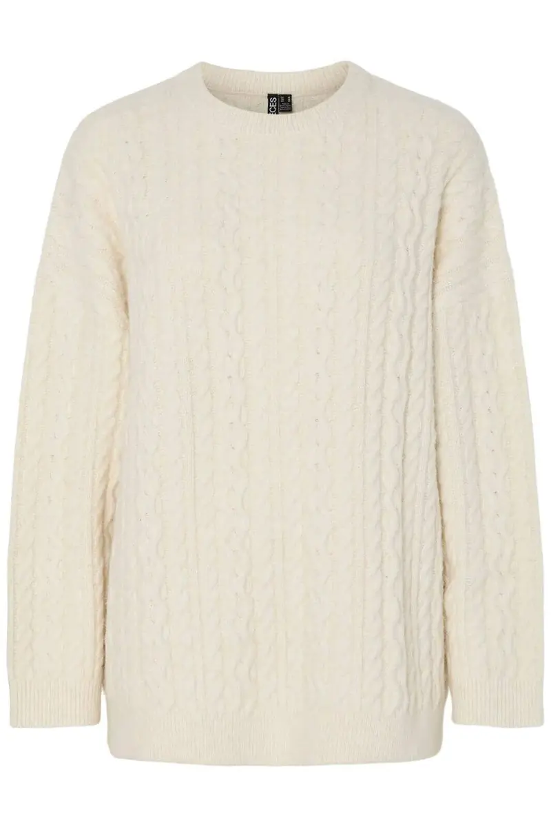 Pieces - Pcjisa Ls O-Neck Long Cabel Knit - 4813741 Birch