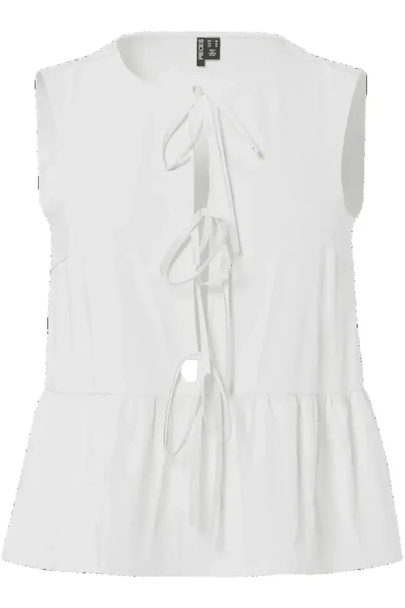 Pieces - Pcjolly Sl Tie Top - 4904304 Bright White
