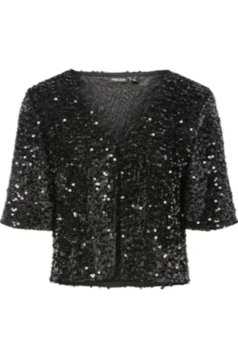 Pieces - Pckam 2/4 Cardigan - 4883152 Black Black Sequins