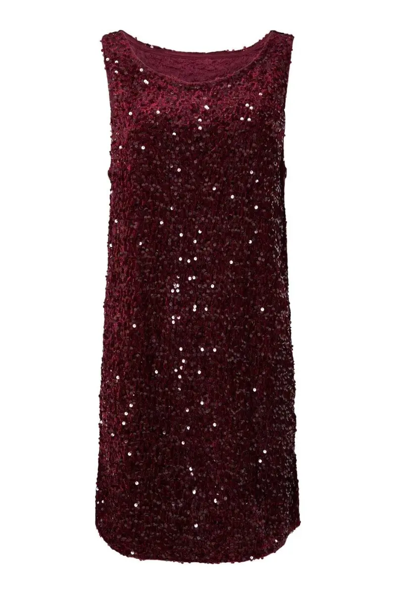 Pieces - Pckam Sl Tank Rev. Mini Dress - 4859169 Tawny Port Tawney Port Sequins