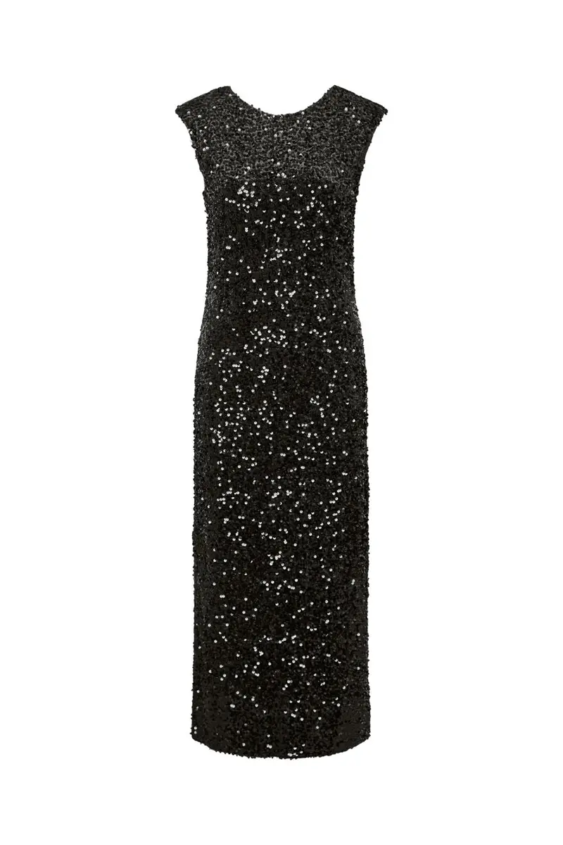 Pieces - Pckammy Sl Maxi Dress - 5170248 Black Black Sequins