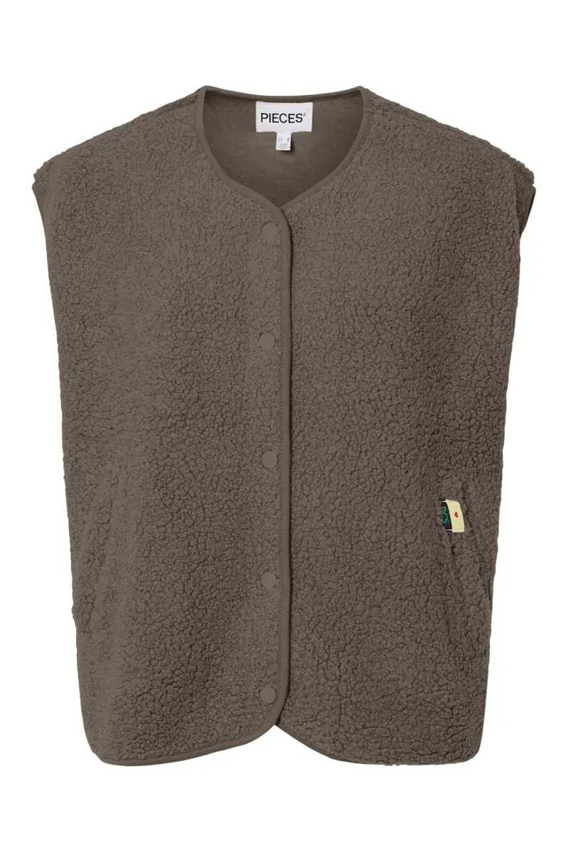 Pieces - Pckatty Teddy Vest - 5098427 Morel