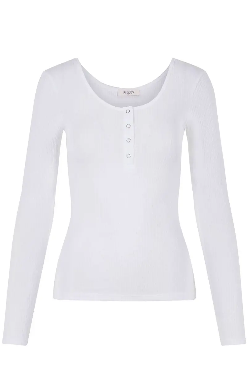 Pieces - PcKitte LS Top - Bright White