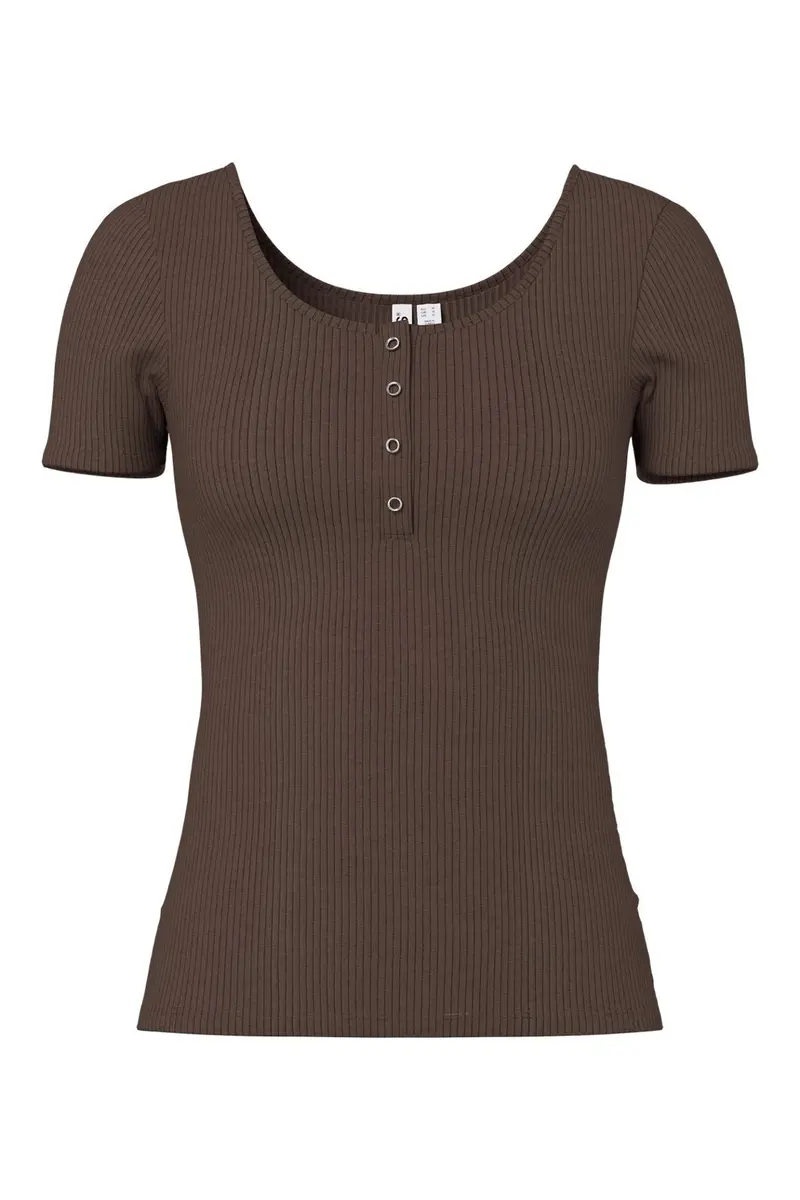 Pieces - Pckitte Ss Top - 5048719 Hot Fudge