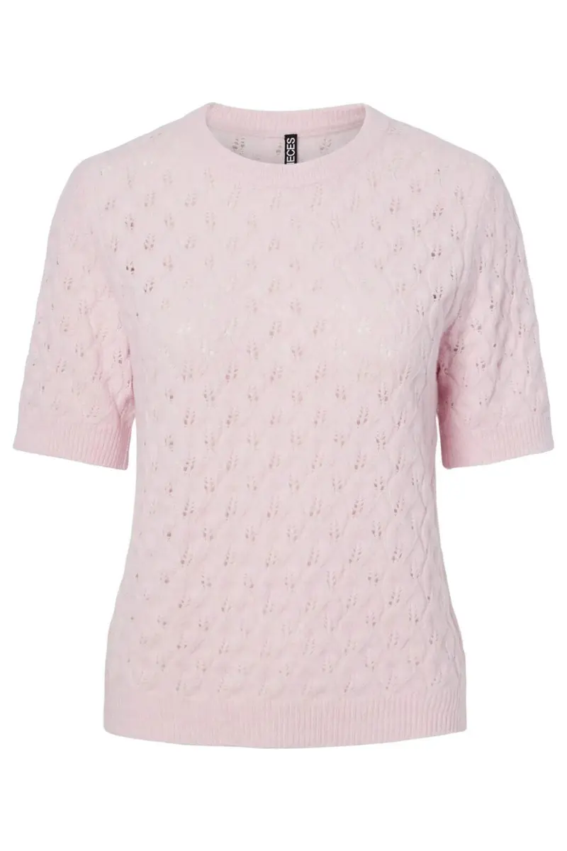 Pieces - Pclelou Ss O-Neck Knit - 4941341 Roseate Spoonbill Melange