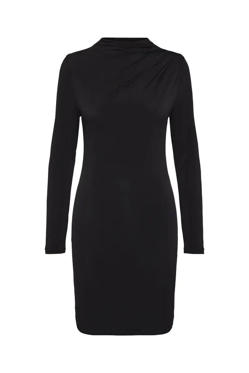 Pieces - Pcmadison Ls Draped Dress - 4614505 Black