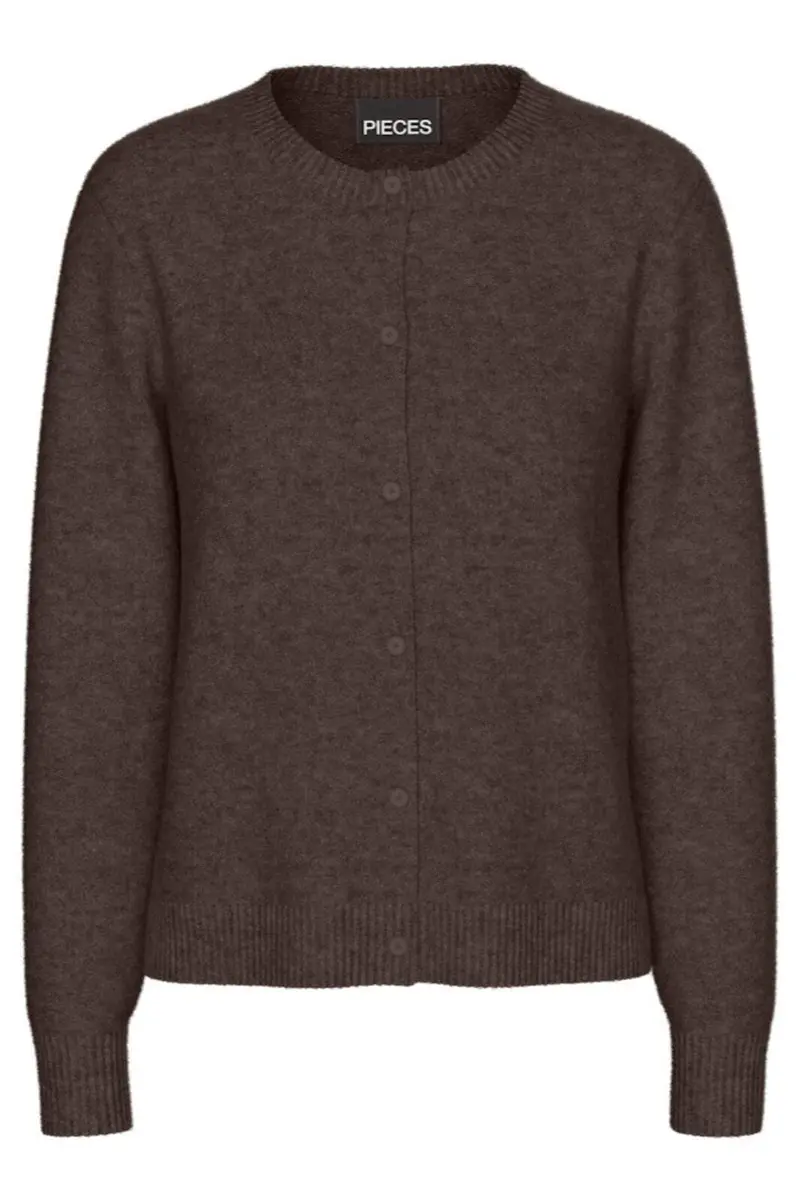 Pieces - Pcmalou Ls Knit Cardigan - 4864700 Hot Fudge Melange