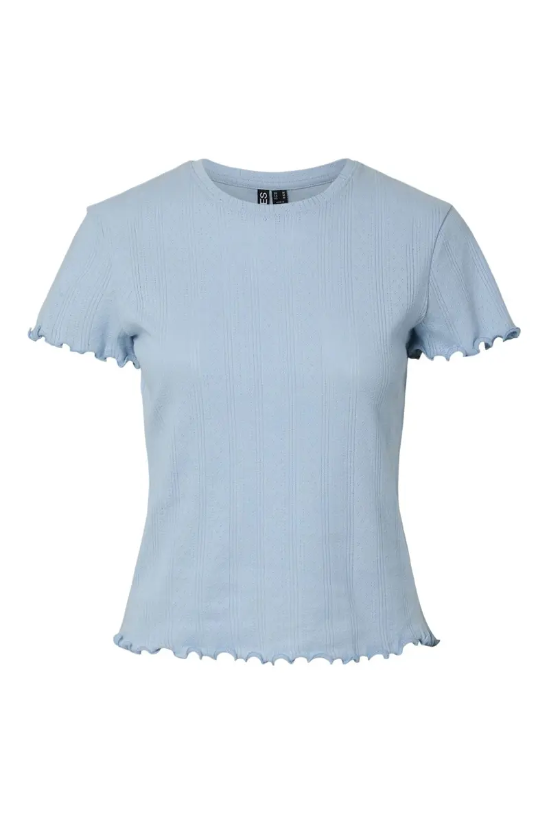 Pieces - Pcmarie Ss O-Neck Poin Top - 4798918 Cashmere Blue