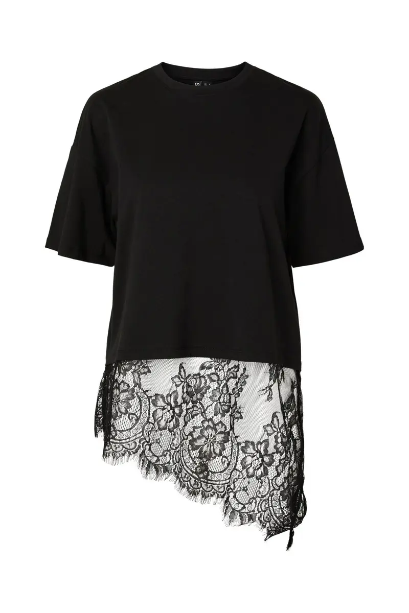 Pieces - Pcmave Ss Lace T-Shirt Dm - 5161686 Black