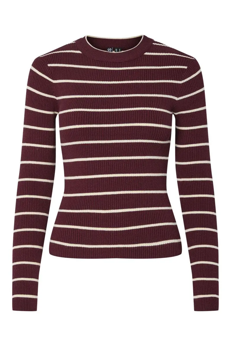 Pieces - Pcmira New Ls O-Neck Knit - 4803165 Tawny Port Birch Narrow