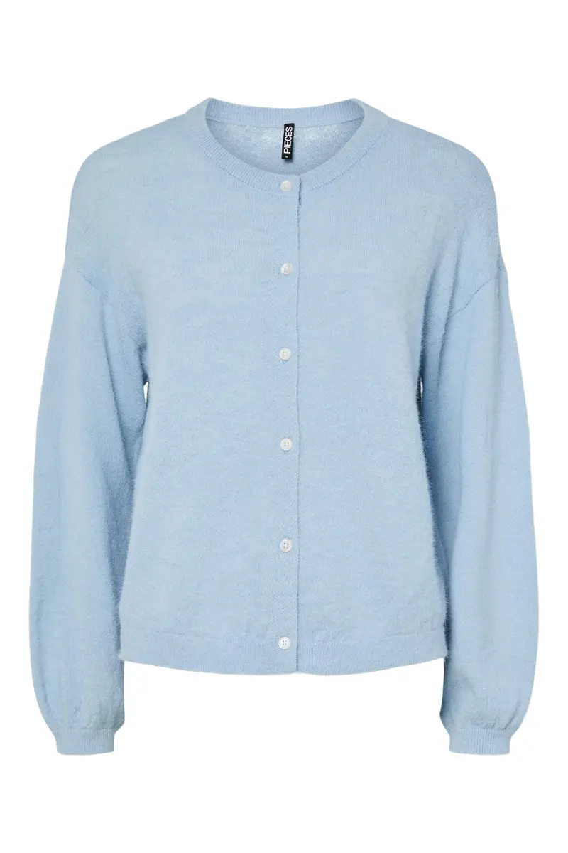 Pieces - Pcnaomi Ls O-Neck Knit Cardigan - 4897829 Cashmere Blue Melange