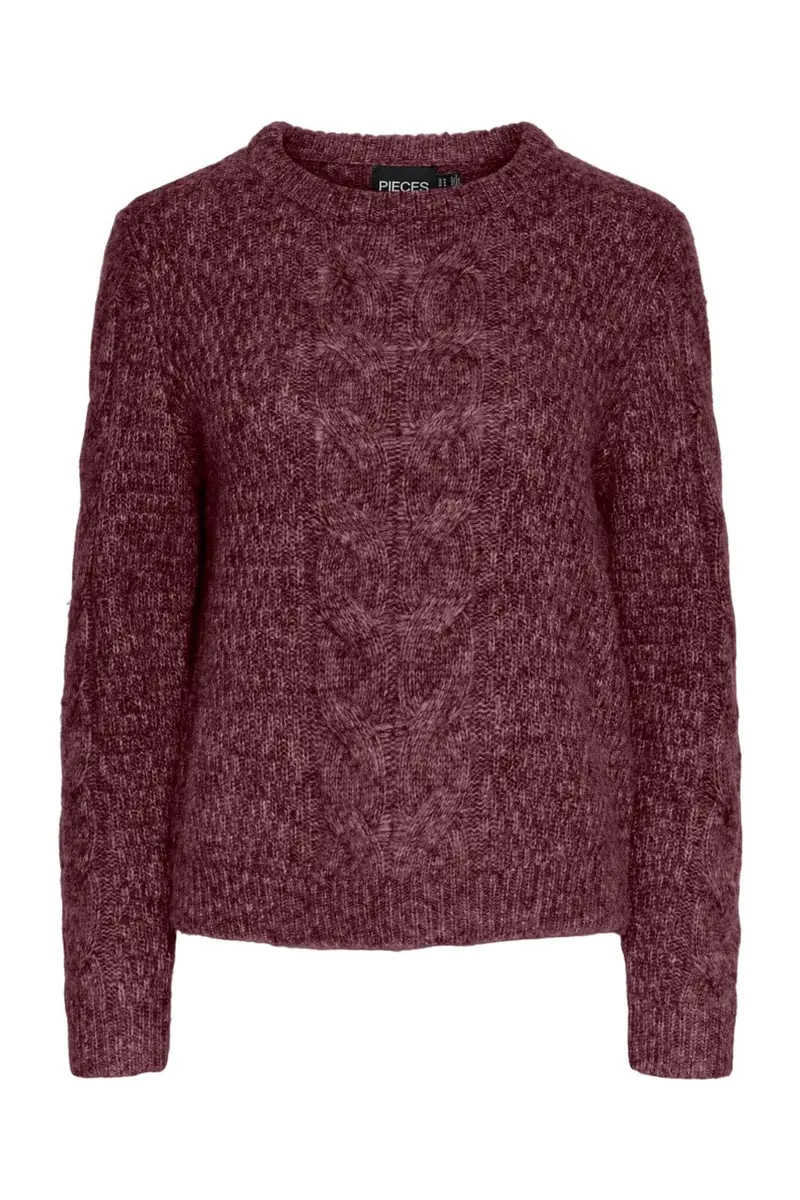Pieces - Pcnina Ls O-Neck Knit - 4864785 Tawny Port
