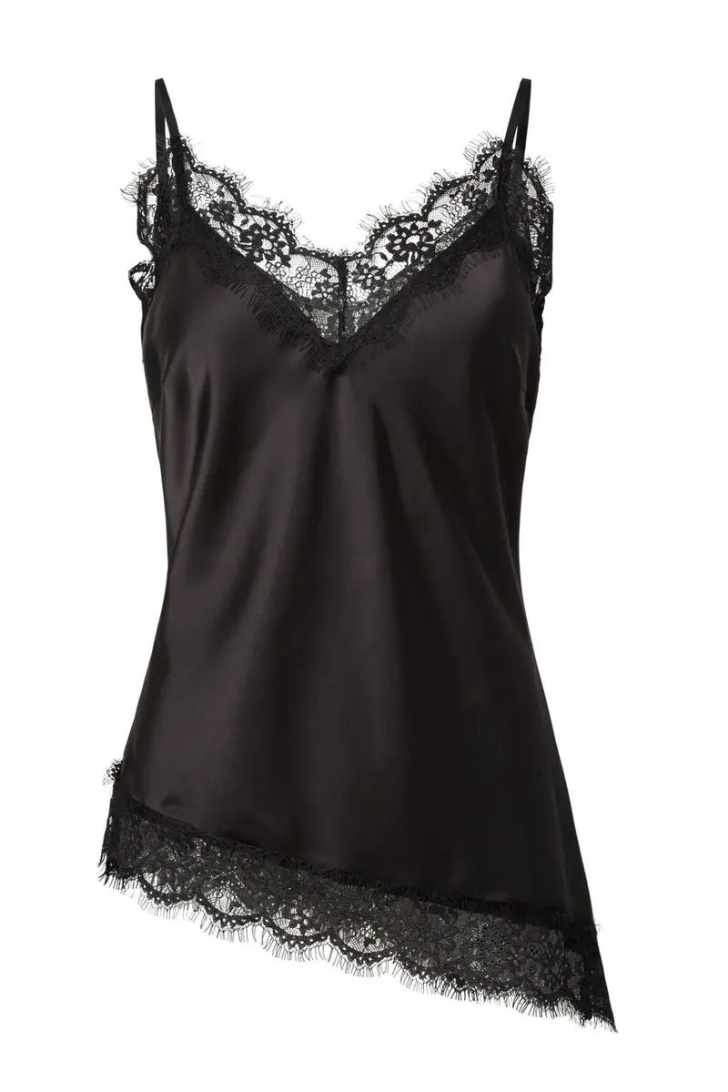Pieces - Pcnomi Strap Satin Lace Top - 5072977 Black