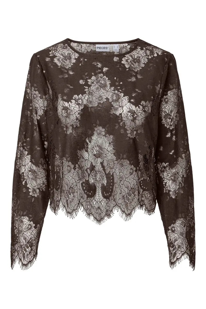 Pieces - Pcnorinne Ls Top - 5200464 Hot Fudge