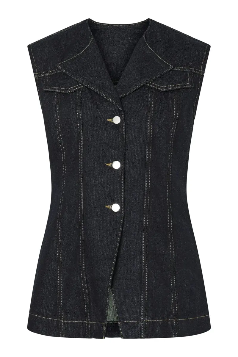 Pieces - Pcnua Sl Fitted Denim Vest Fsy - 4843898 Indigo