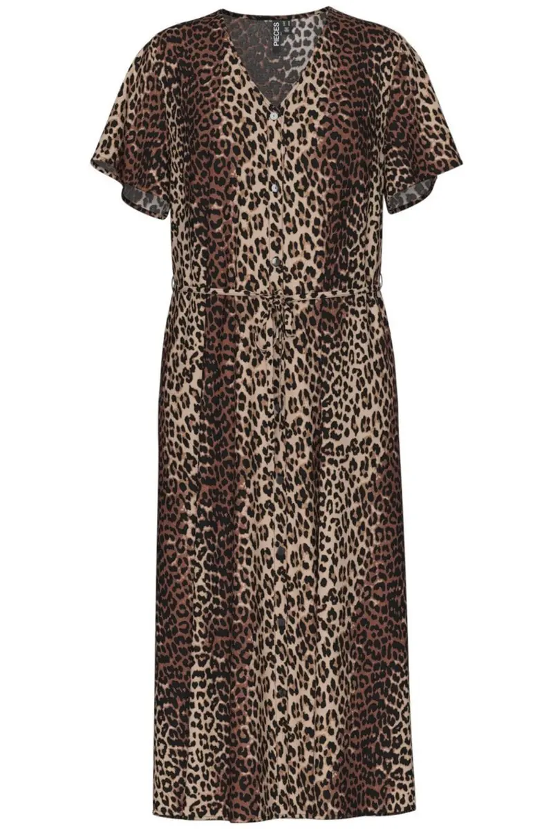 Pieces - Pcnya Ss V-Neck Midi Dress - 4716565 Moonlight Leo
