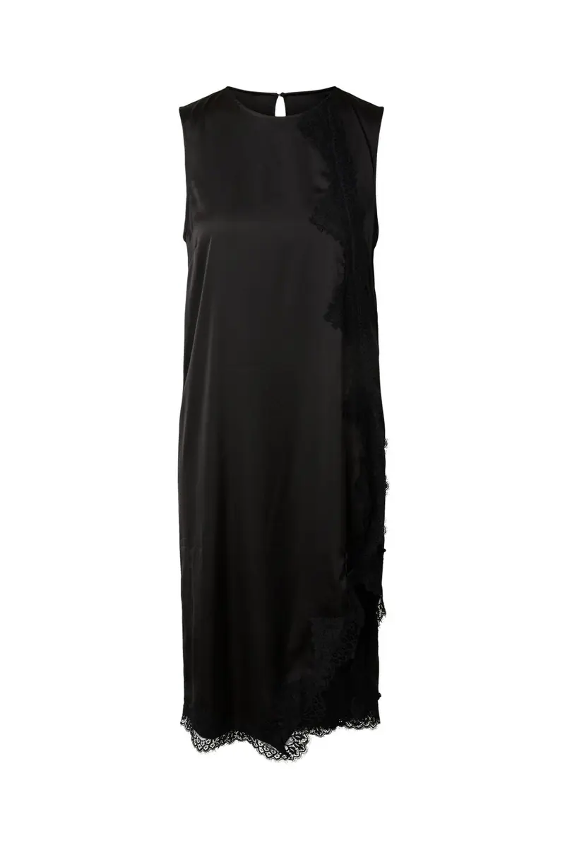 Pieces - Pcolli Sl Asymetric Lace Dress - 5236598 Black
