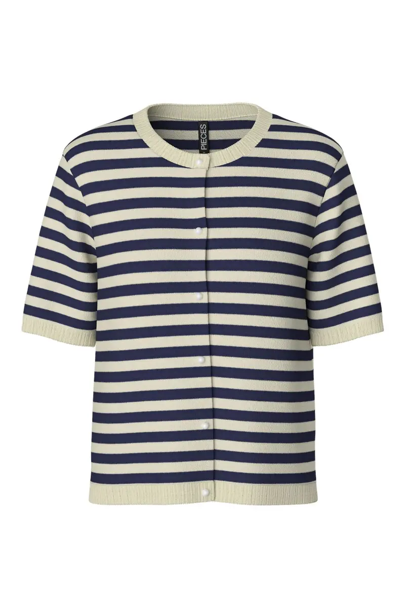 Pieces - Pcorina Ss Stripe Knit Cardi Pwp - 4870440 Maritime Blue Birch