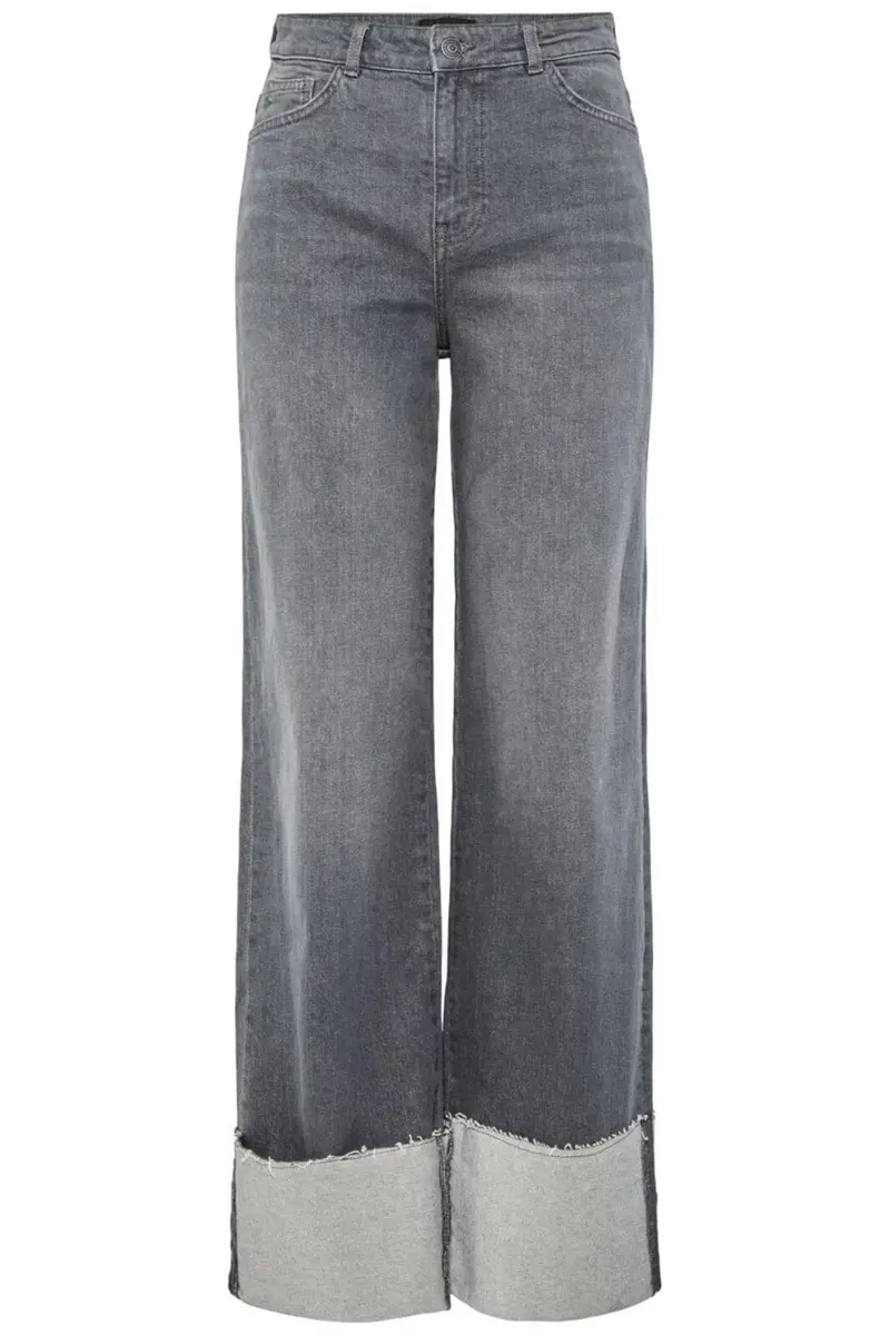 Pieces - Pcpil Straight Fold Up Jeans - 4653846 Grey Denim