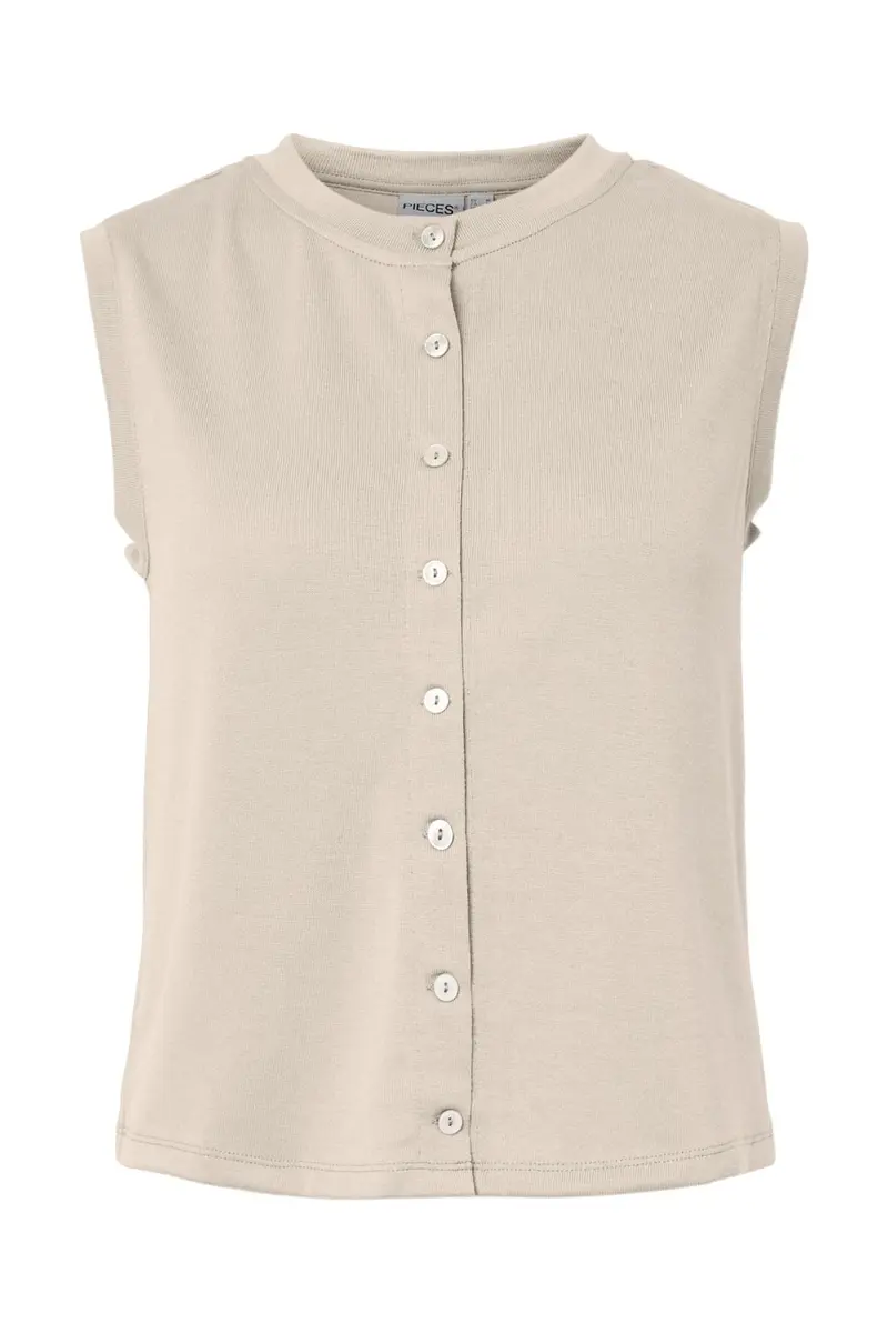 Pieces - Pcpimi Ss Vest Pwp - 5016658 Silver Lining