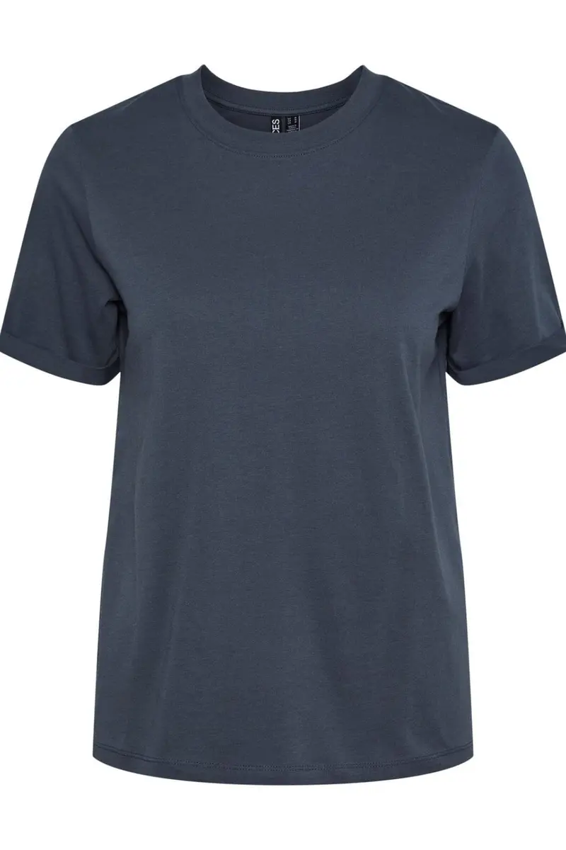Pieces - Pcria Ss Fold Up Solid Tee - Ombre Blue