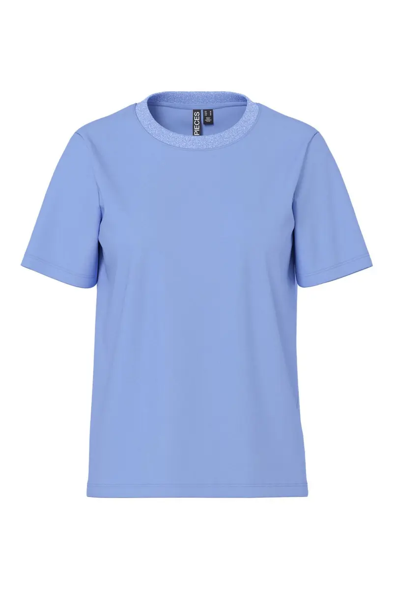 Pieces - Pcria Ss Lurex Neck Tee - 4991580 Hydrangea Lurex Rib
