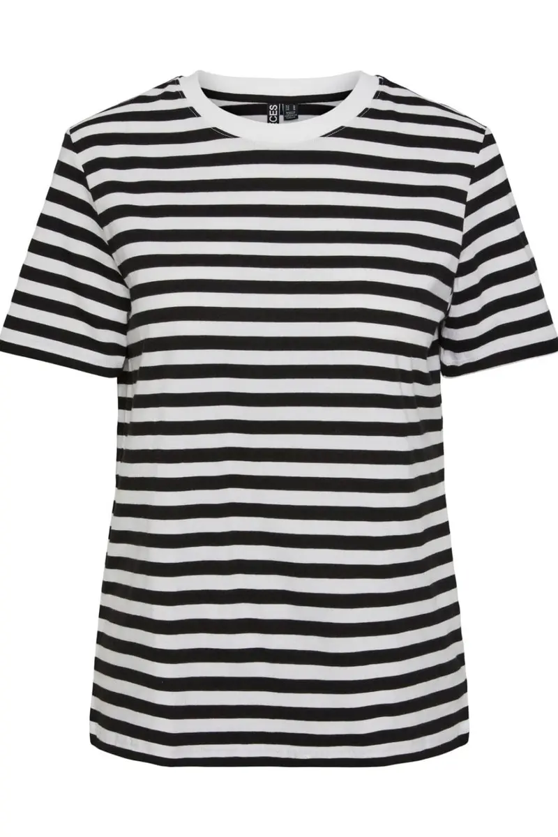 Pieces - Pcria Ss Tee Stripes - 4400578 Black Bright White