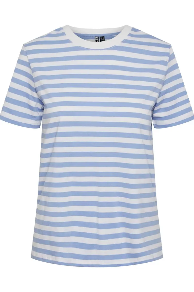 Pieces - Pcria Ss Tee Stripes - 4400582 Hydrangea Bright White