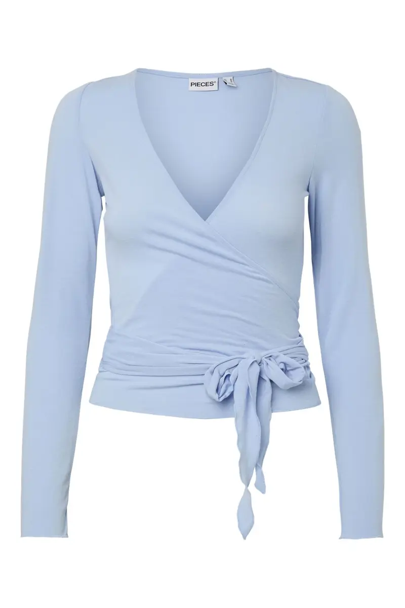 Pieces - Pcroya Ballerina Ls Wrap Top - 5091949 Brunnera Blue